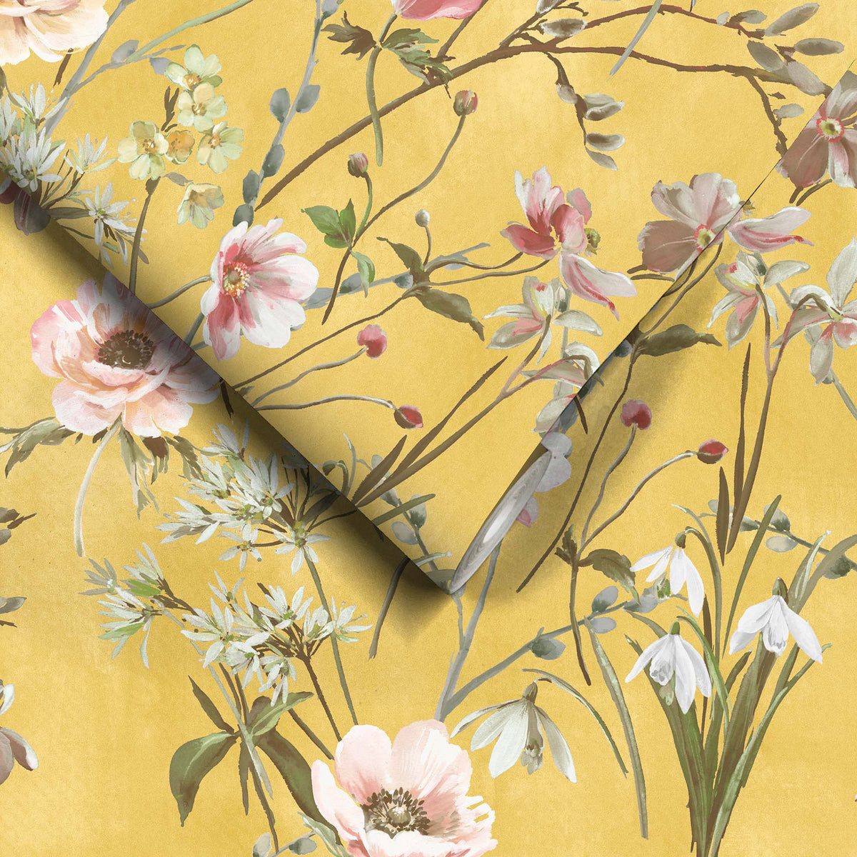 Maytime Sunny Yellow wallpaper by Woodchip & Magnolia