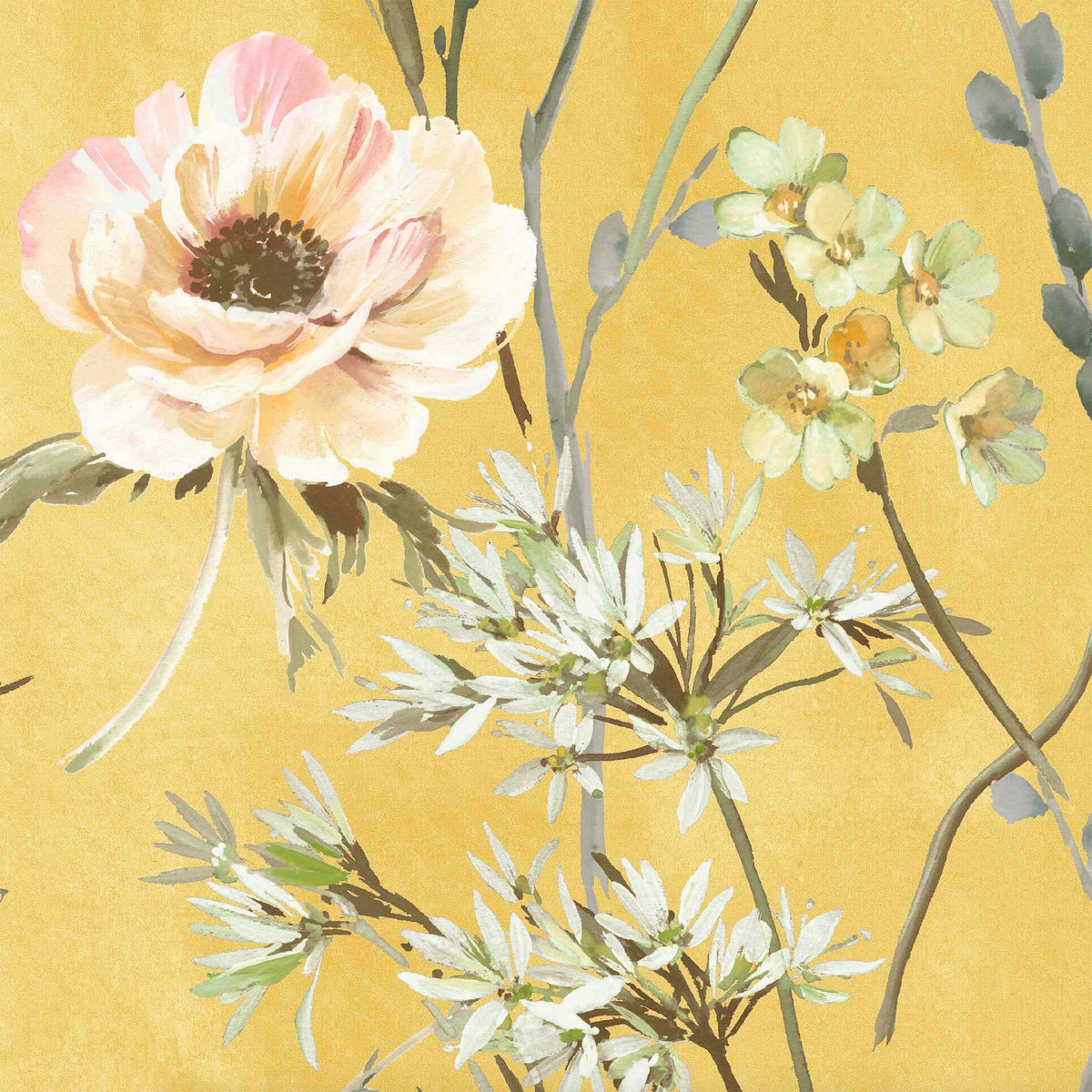 Maytime Sunny Yellow wallpaper by Woodchip & Magnolia