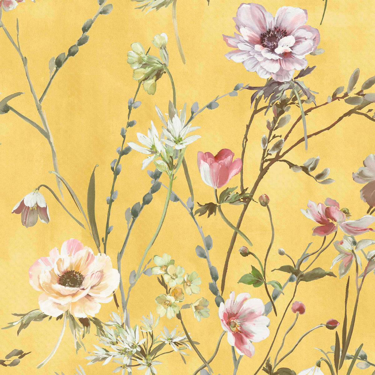 Maytime Sunny Yellow wallpaper by Woodchip & Magnolia