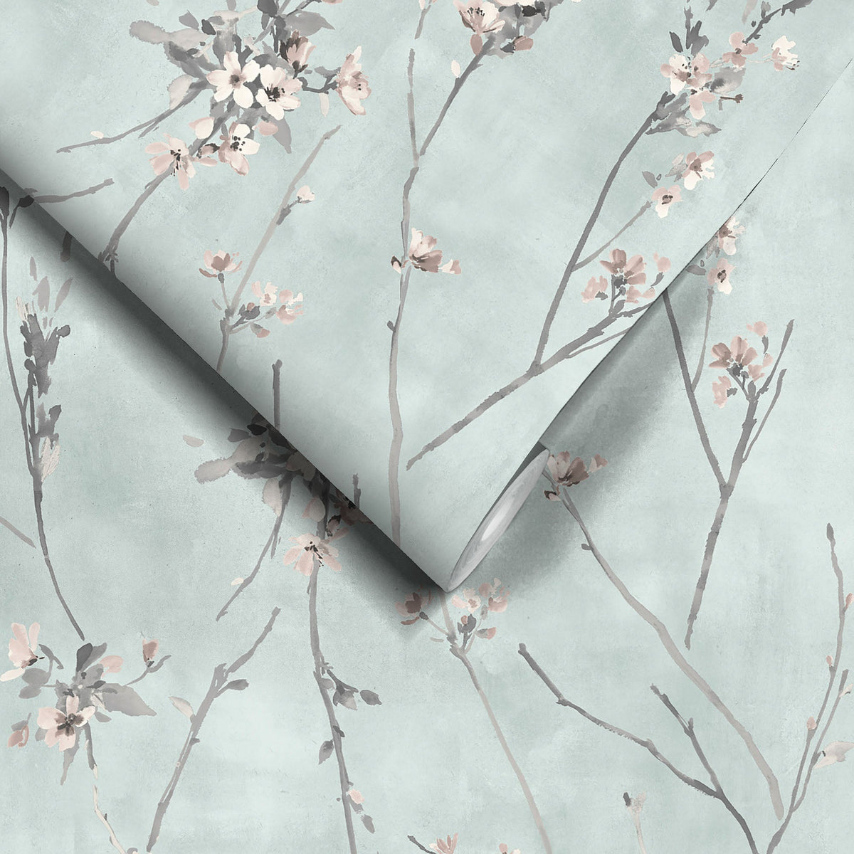 Blossom Duck Egg Blue wallpaper by Woodchip & Magnolia