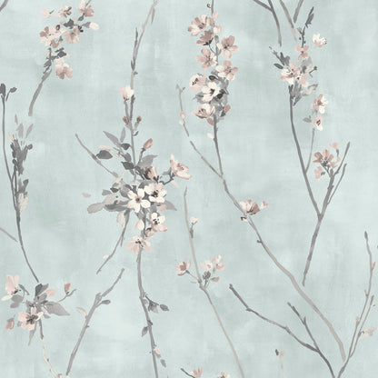 Blossom Duck Egg Blue wallpaper by Woodchip & Magnolia