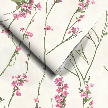 Blossom Pink on Cream wallpaper by Woodchip & Magnolia