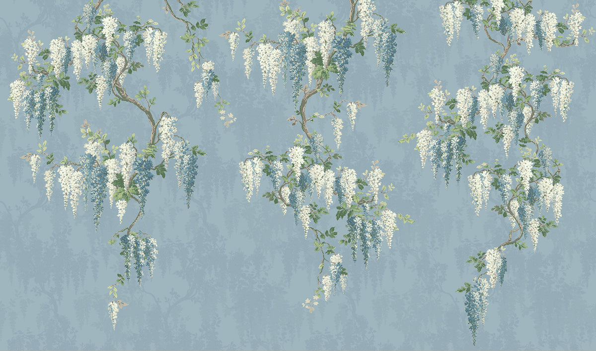 Wisteria Botanical Powder Blue Border