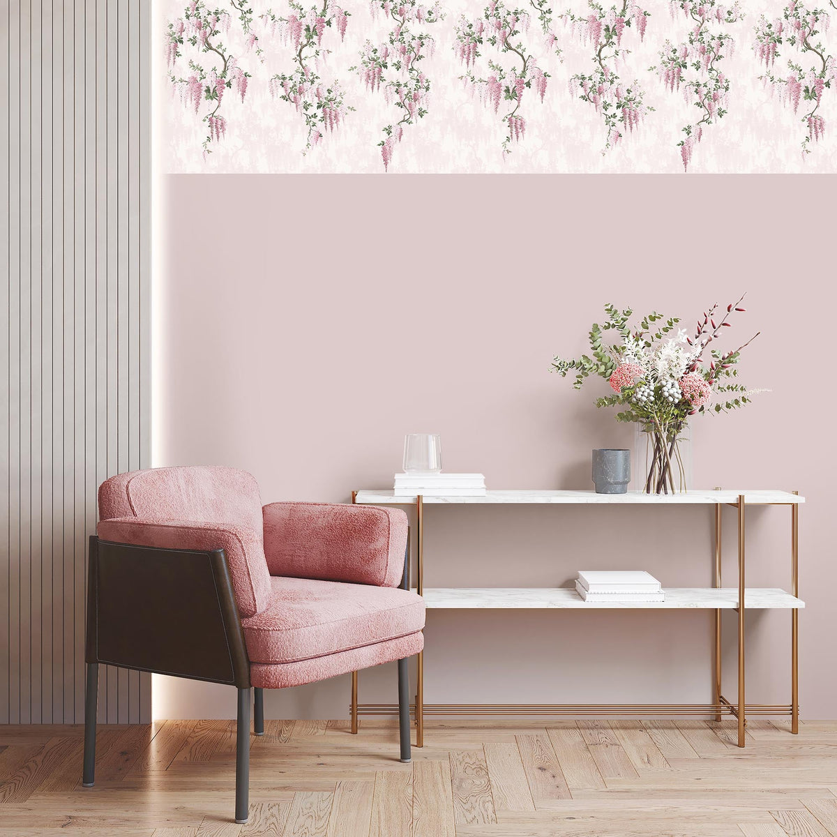 Wisteria Botanical Pretty Pink Border