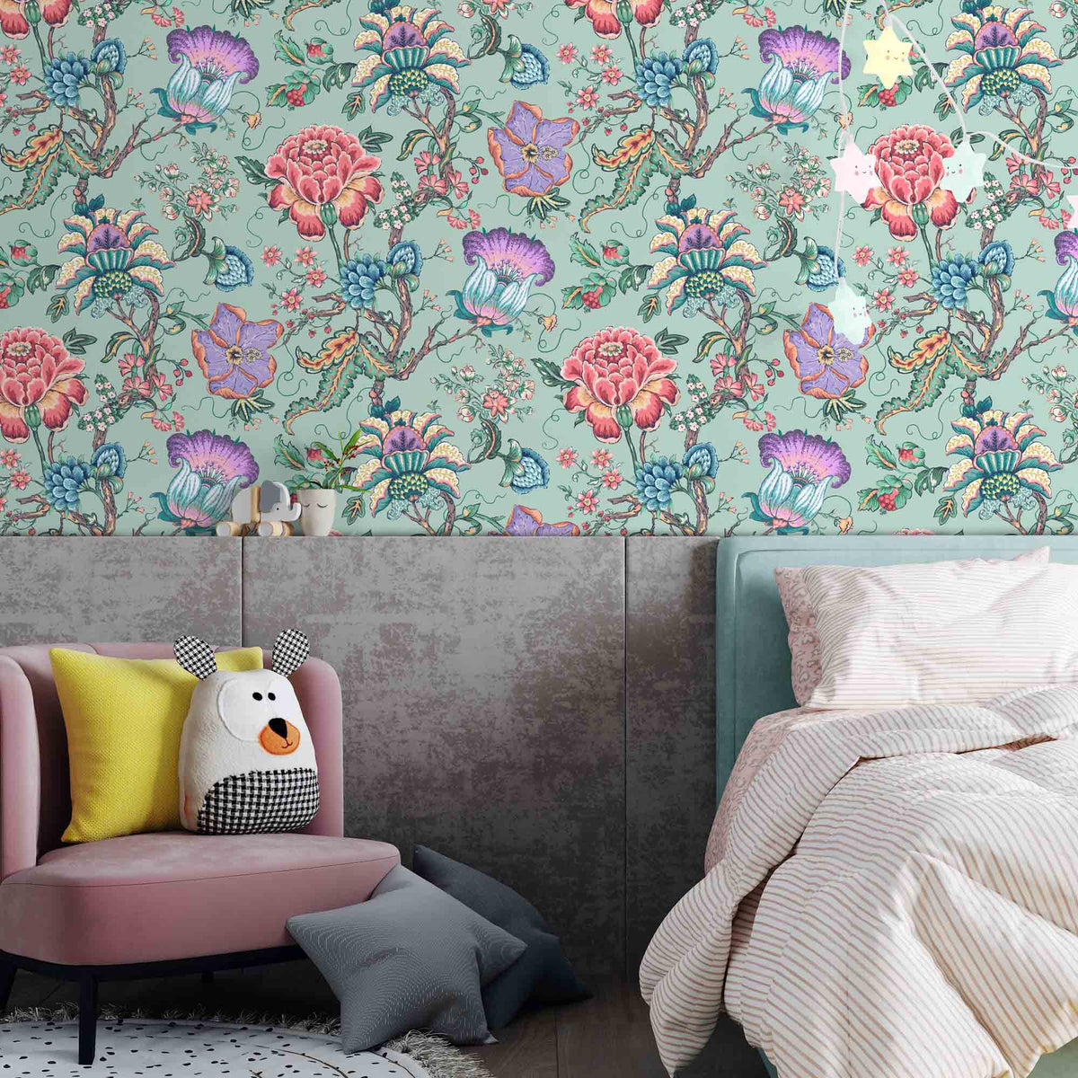 Arcadia Mint wallpaper by Woodchip & Magnolia