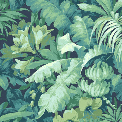 Canopy Navy/Green Linen Fabric