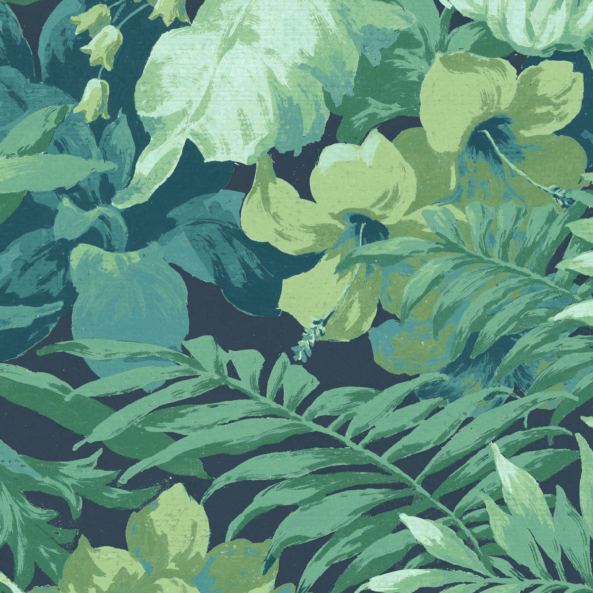 Canopy Navy/Green Linen Fabric