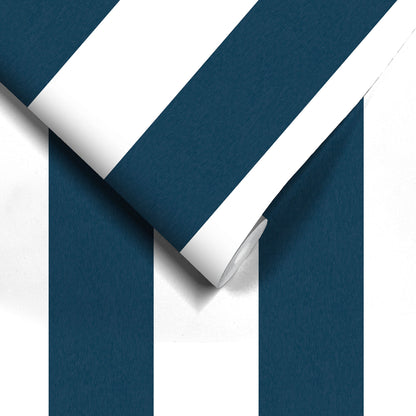 Awning Stripe Navy/White wallpaper by Woodchip & Magnolia