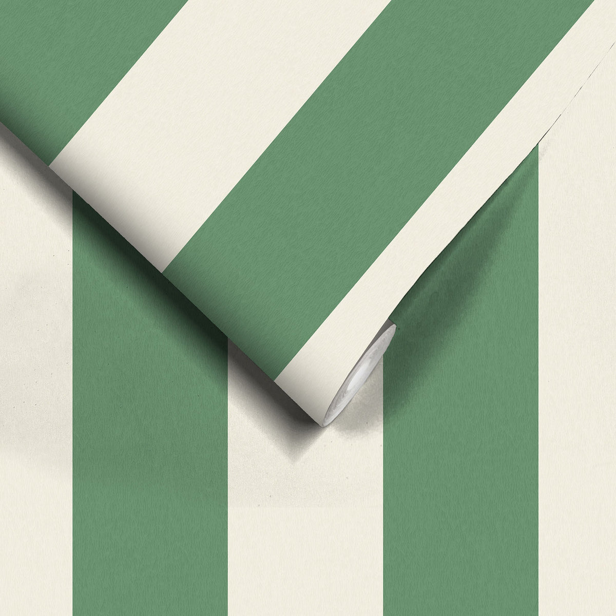 Awning Stripe Green/Magnolia wallpaper by Woodchip & Magnolia
