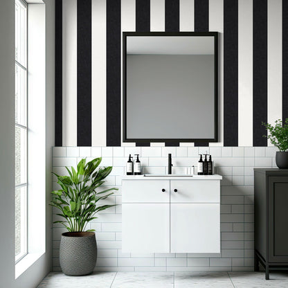 Awning Stripe Monochrome wallpaper by Woodchip & Magnolia