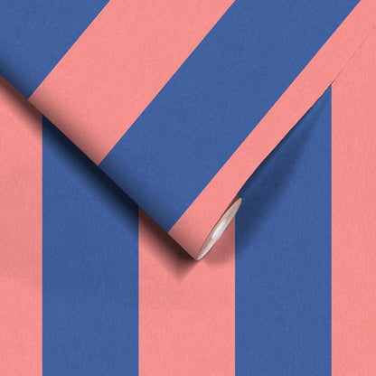 Awning Stripe Electric Blue wallpaper by Woodchip & Magnolia