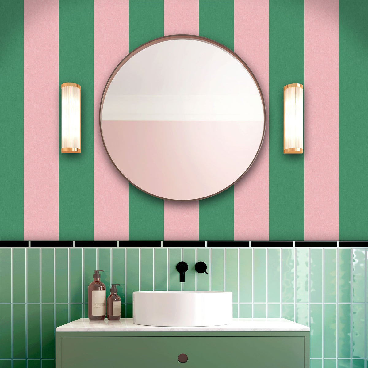 Awning Stripe Watermelon wallpaper by Woodchip & Magnolia