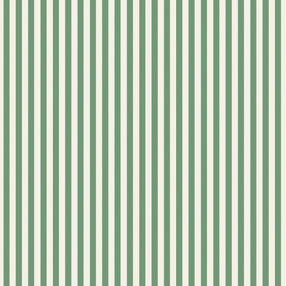 Matchstick Stripe Green/Magnolia Wallpaper