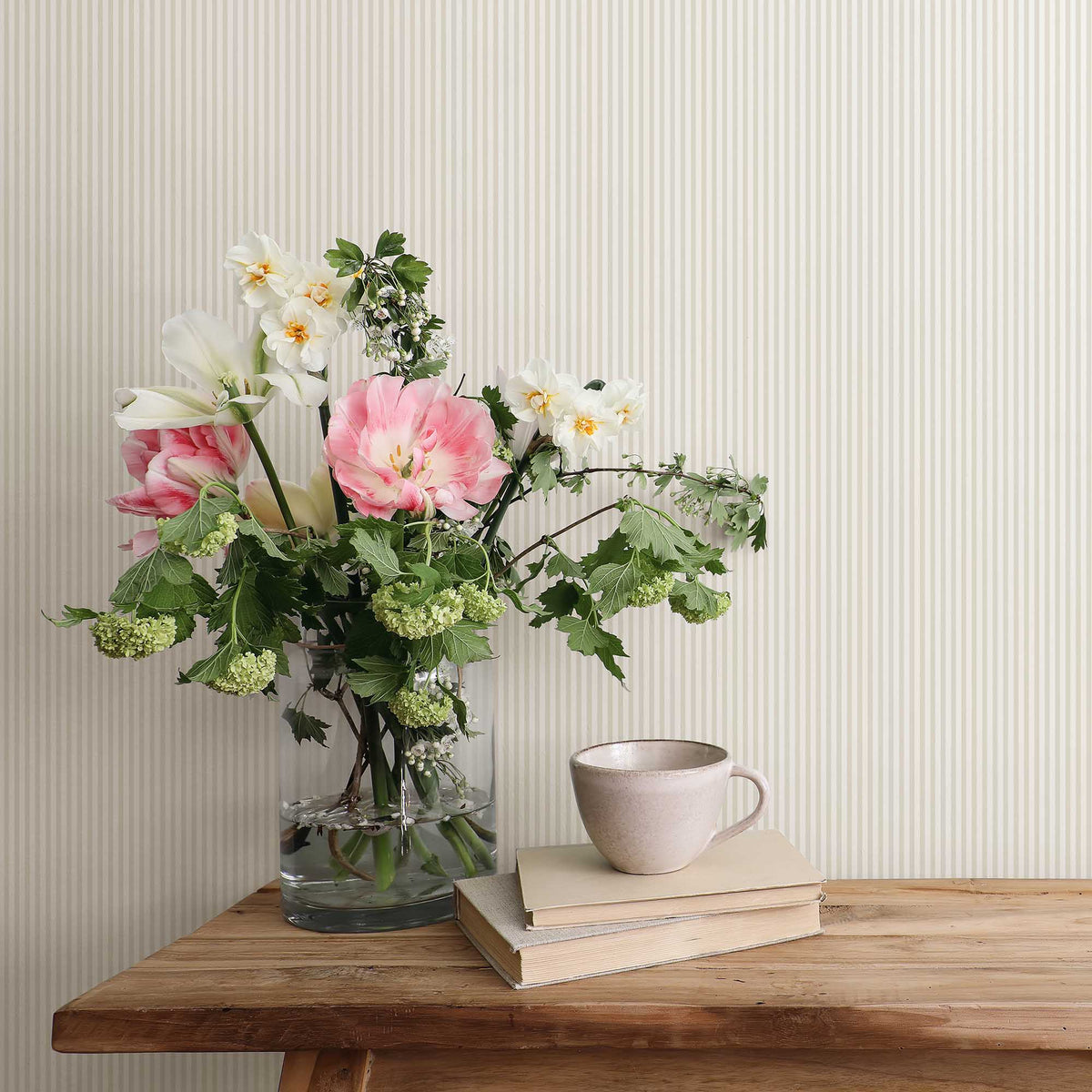 Matchstick Stripe Magnolia Wallpaper