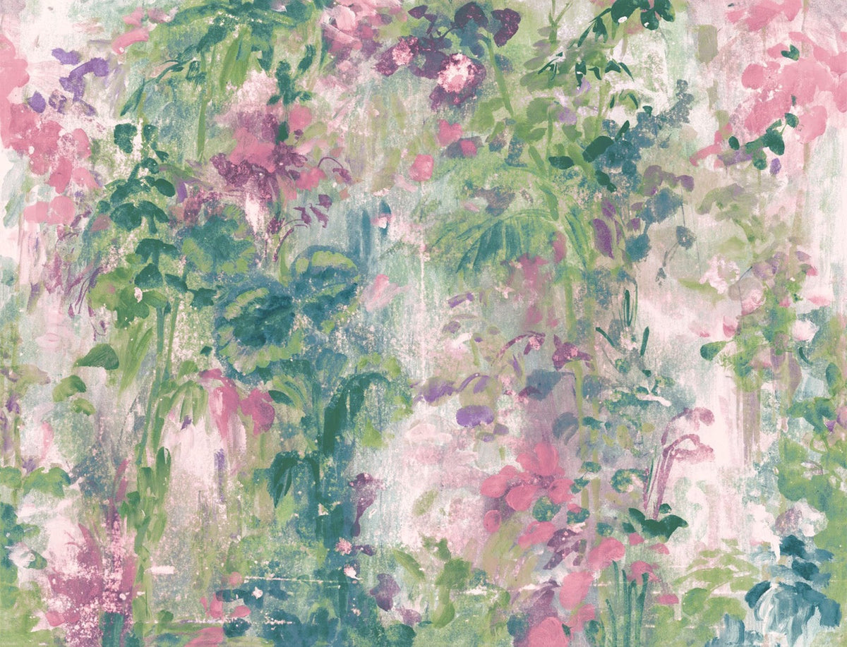 Aquarelle Blossom Pink Velvet Fabric