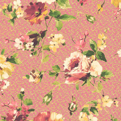 Lancashire Rose Rhubarb Pink Linen Fabric