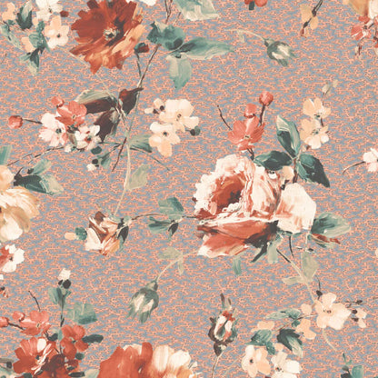 Lancashire Rose Copper Velvet Fabric