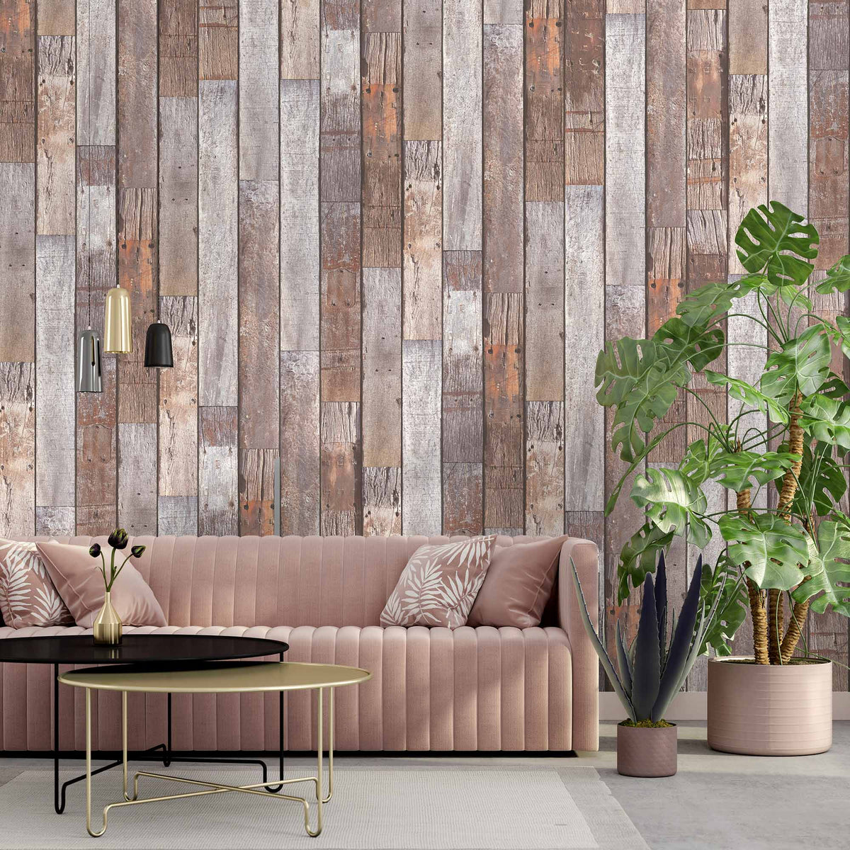 Driftwood Plank Rust Wallpaper