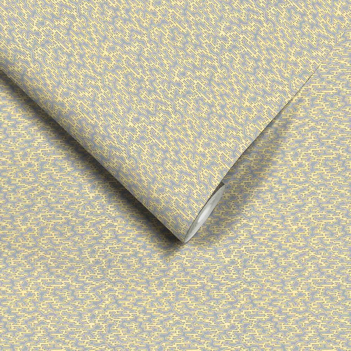 Rubigo Lemon Steel wallpaper by Woodchip & Magnolia