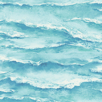 Ebb & Flow Sea Wave Aqua Wallpaper