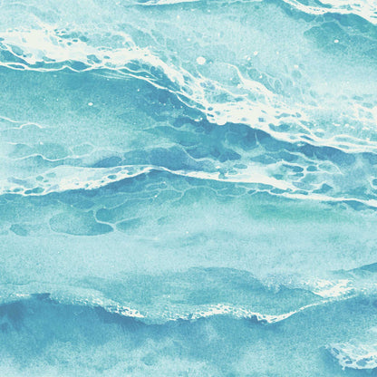Ebb & Flow Sea Wave Aqua Wallpaper