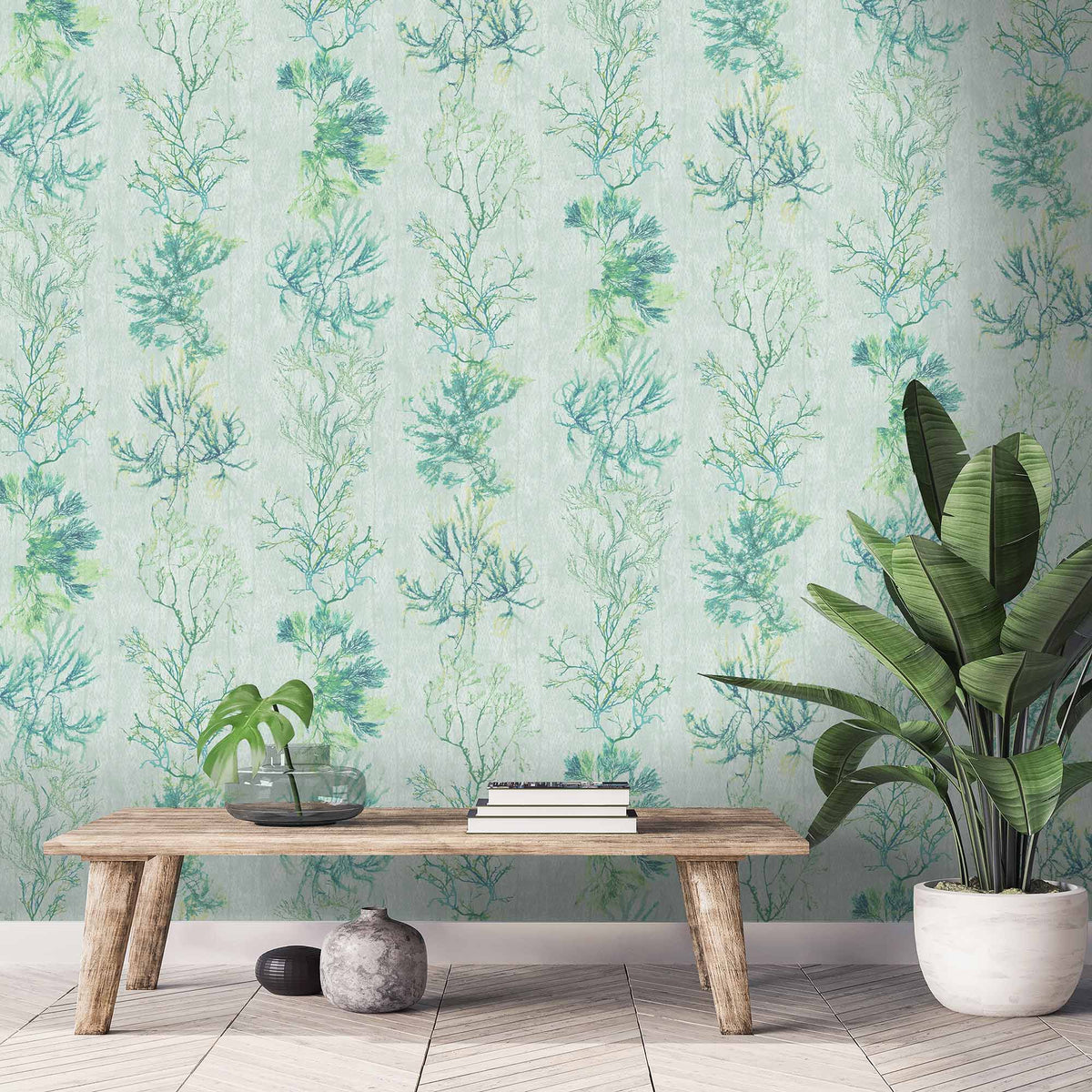 Seagrass Seaweed Stripe Aquamarine Wallpaper