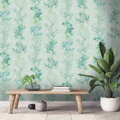 Seagrass Seaweed Stripe Aquamarine Wallpaper