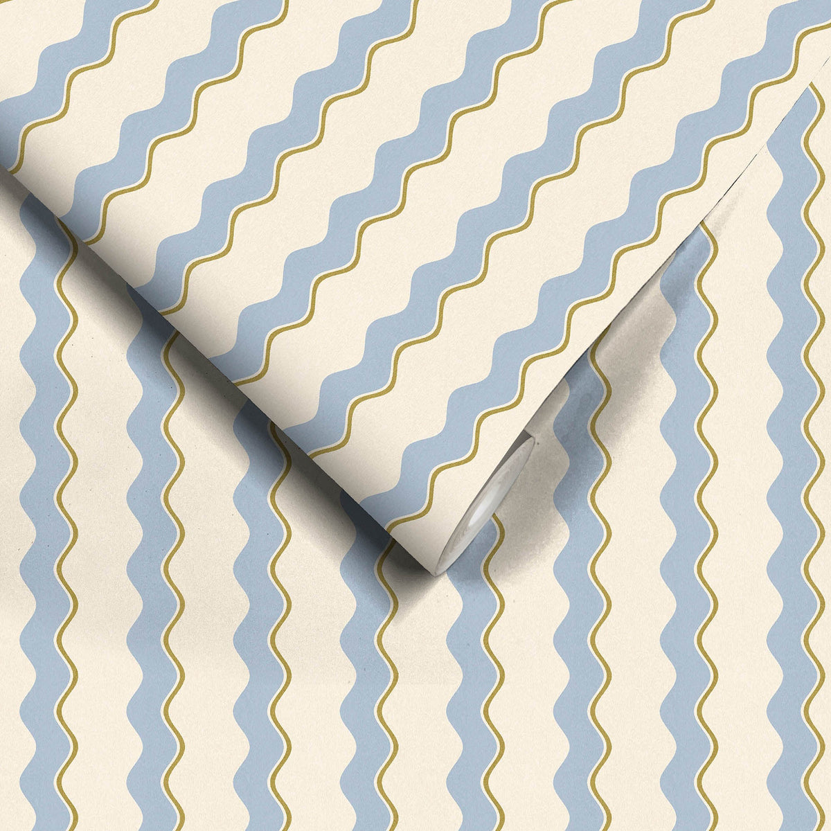 Cari Wave Sky Blue/Pebble wallpaper by Woodchip & Magnolia