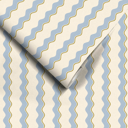 Cari Wave Sky Blue/Pebble wallpaper by Woodchip & Magnolia