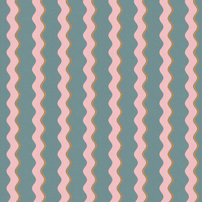 Cari Wave Marine Blue Linen Fabric