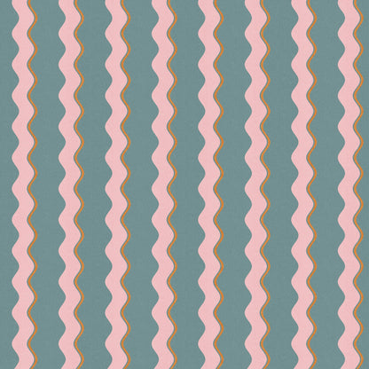Cari Wave Marine Blue wallpaper by Woodchip & Magnolia