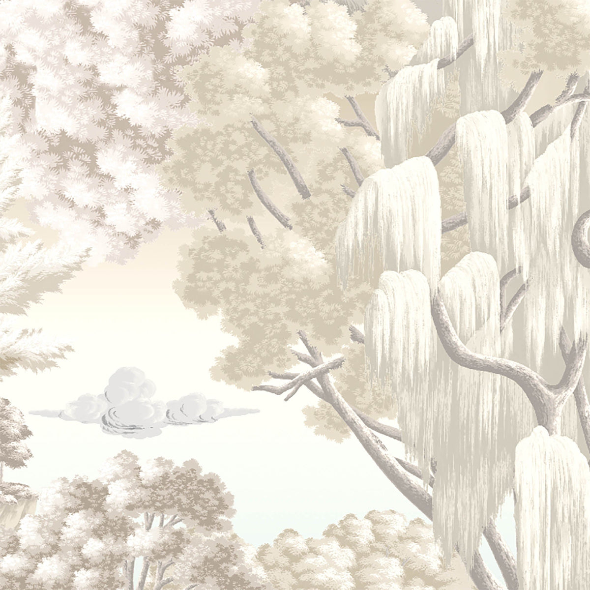 Enchanted Gardens Winter White Wallpaper