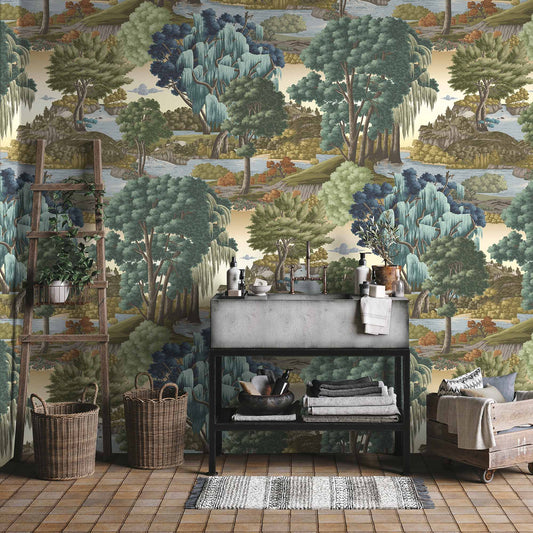 Enchanted Gardens Azure Wallpaper
