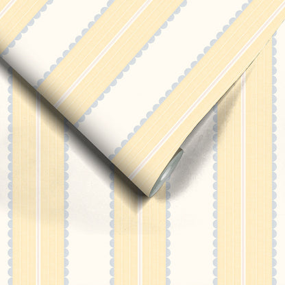 Pin Up Stripe Soft Yellow wallpaper by Woodchip & Magnolia