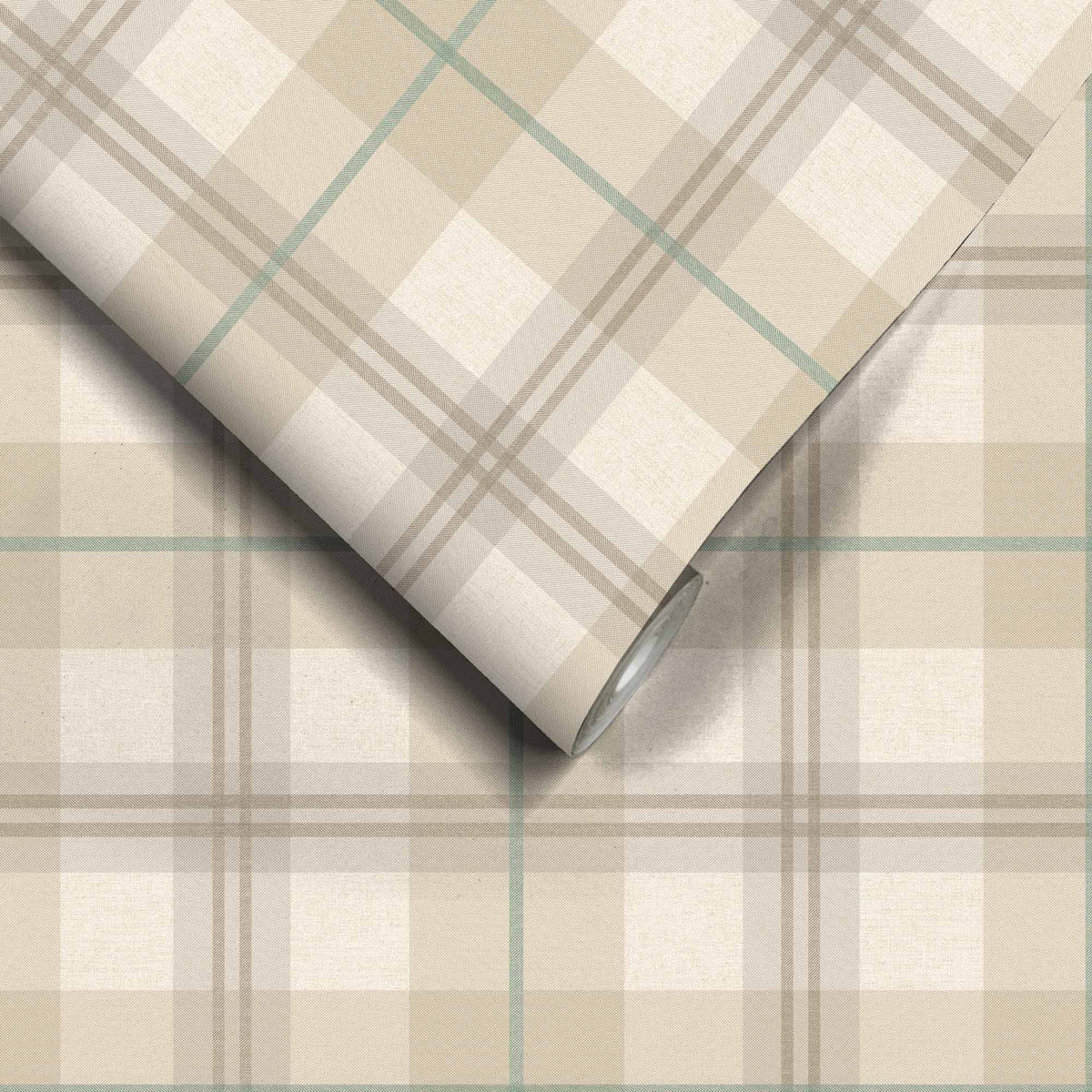 Tartanowski Oat Latte wallpaper by Woodchip & Magnolia
