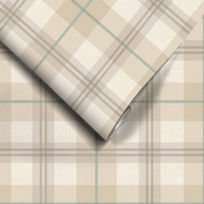 Tartanowski Oat Latte wallpaper by Woodchip & Magnolia
