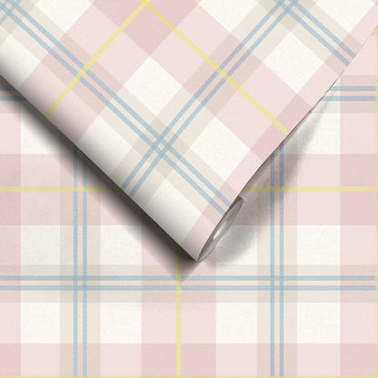 Tartanowski Taffy Pink wallpaper by Woodchip & Magnolia