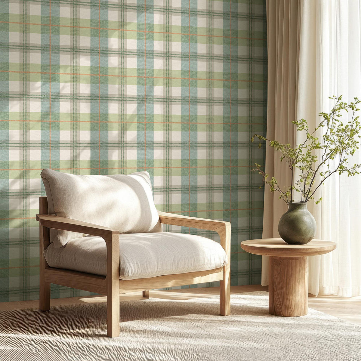 Tartanowski Olive Green wallpaper by Woodchip & Magnolia