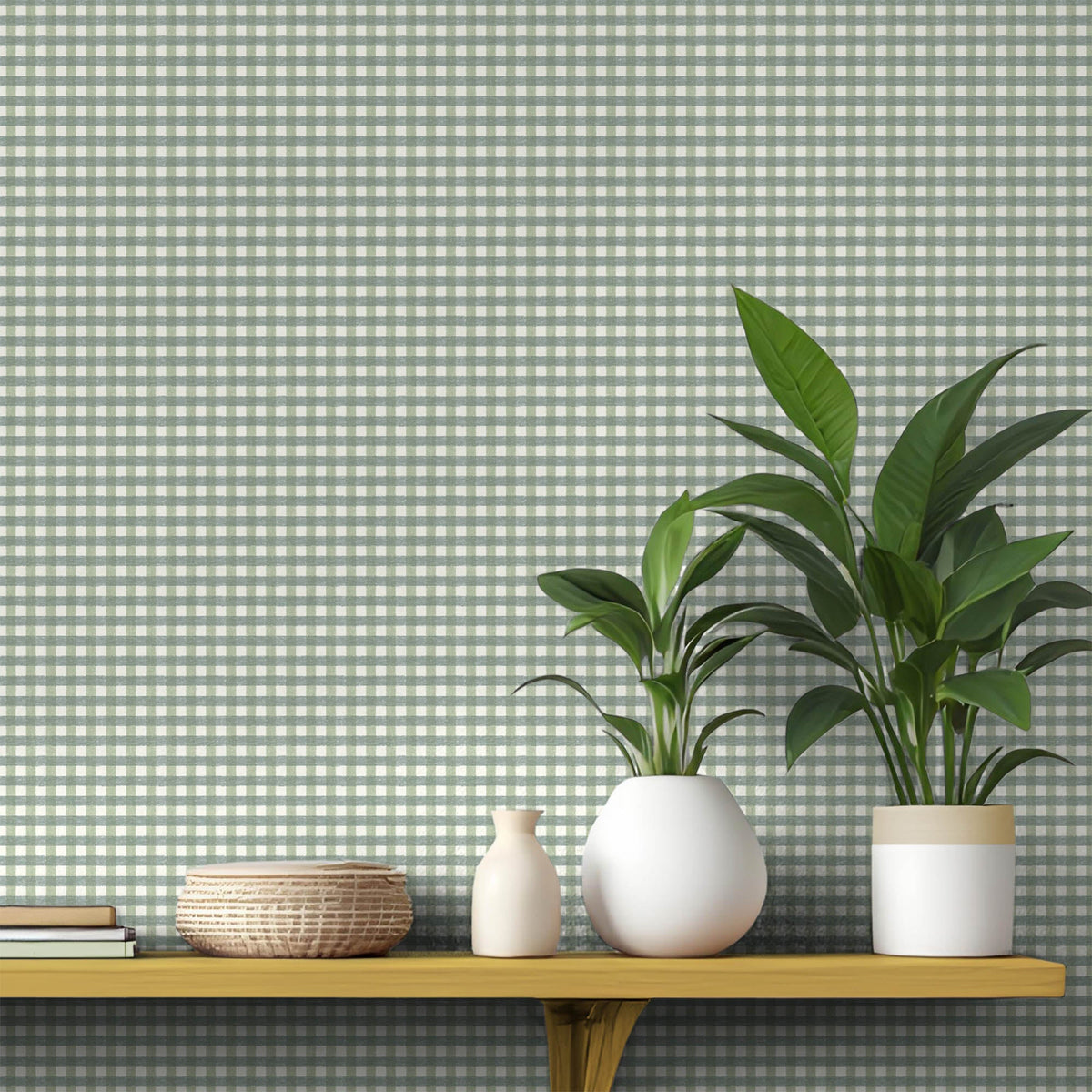 Vichy Check Hunter Green wallpaper by Woodchip & Magnolia