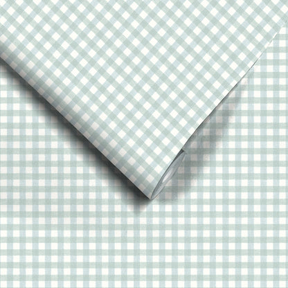 Vichy Check Duck Egg wallpaper by Woodchip & Magnolia