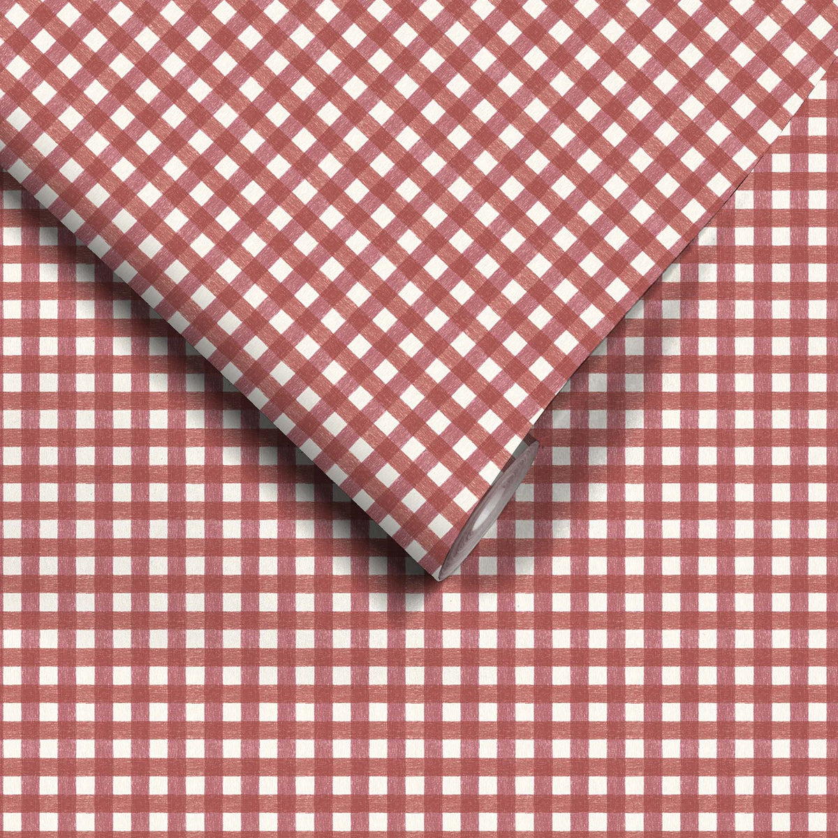 Vichy Check Bramble wallpaper by Woodchip & Magnolia