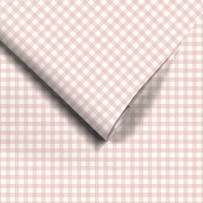 Vichy Check Blush wallpaper by Woodchip & Magnolia