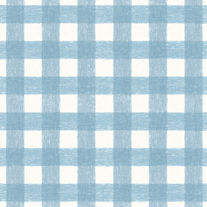 Vichy Check Sky Blue Linen Fabric