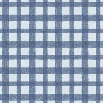 Buffalo Plaid Denim Blue Linen Fabric