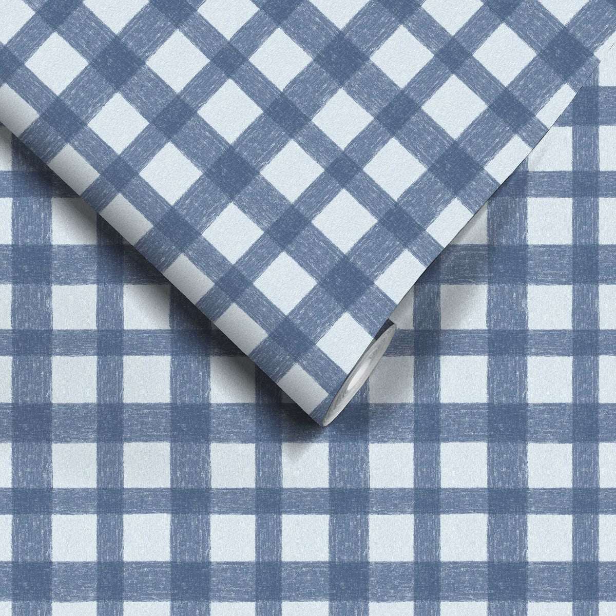 Buffalo Plaid Denim Blue wallpaper by Woodchip & Magnolia