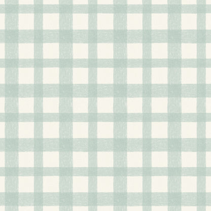 Buffalo Plaid Eau de Nil Linen Fabric