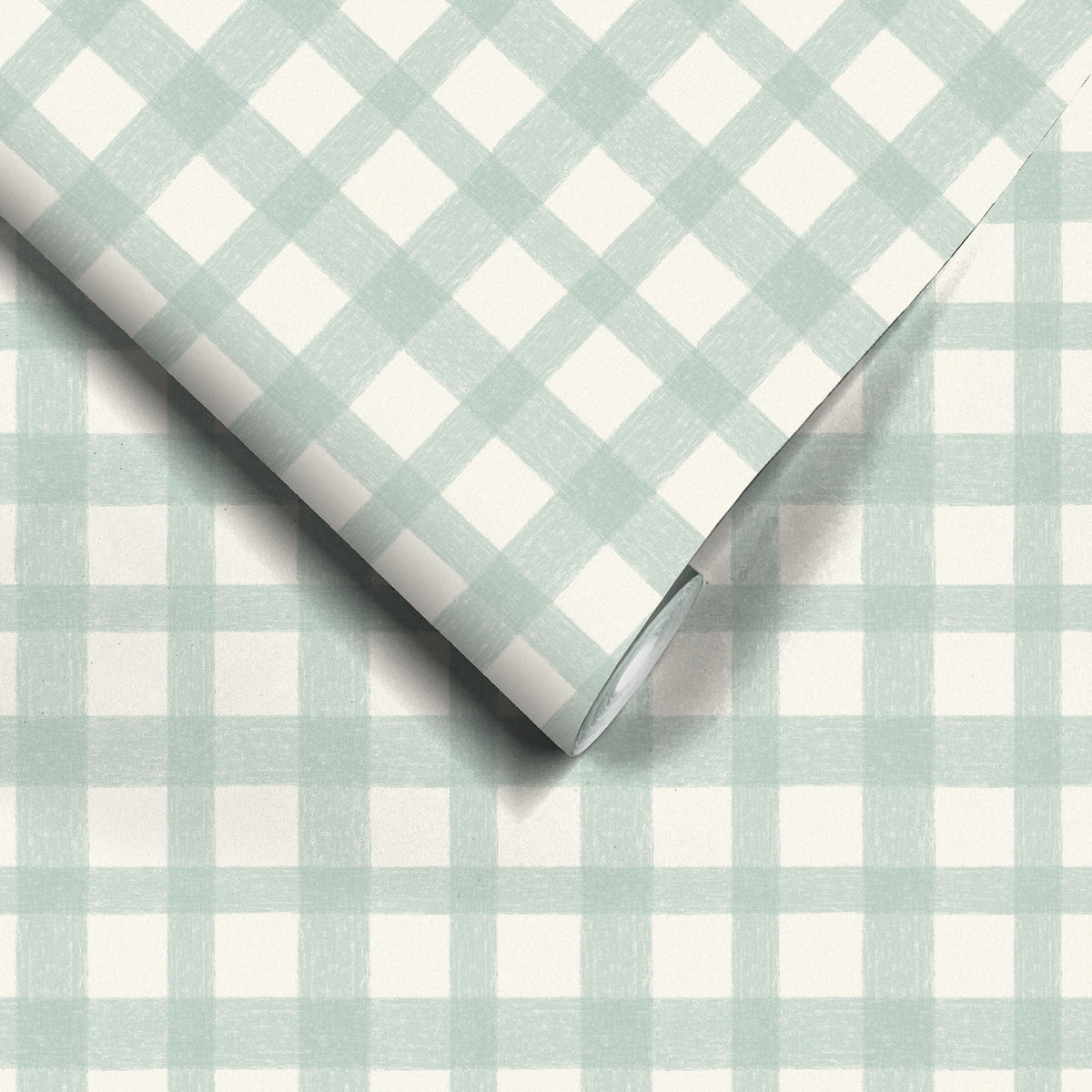 Buffalo Plaid Eau de Nil wallpaper by Woodchip & Magnolia