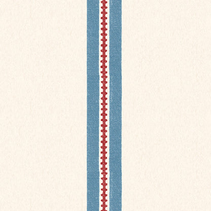 Ziggy Stripe Harbour Blue Linen Fabric