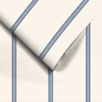 Ziggy Stripe Harbour Blue wallpaper by Woodchip & Magnolia