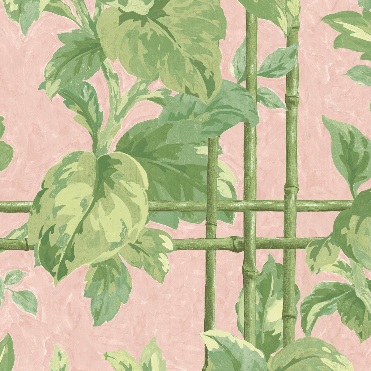 Verdant Trellis Pistachio Blush Linen Fabric